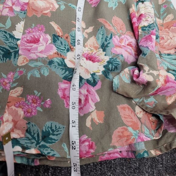 VINTAGE 90s dress‎ tan floral cottagecore rayon maxi with pockets M - Picture 10 of 10